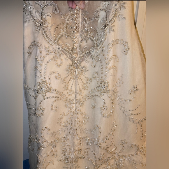 Elegant Ivory Strapless Gown with Embellishments Wedding Dress - Picture 3 of 4